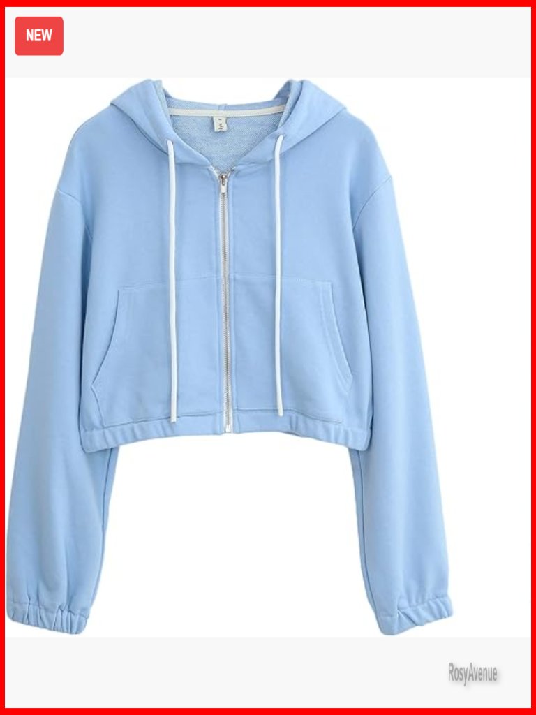 Cropped Zip Up Hoodie With Pockets, Cinched Waist Sweatshirt